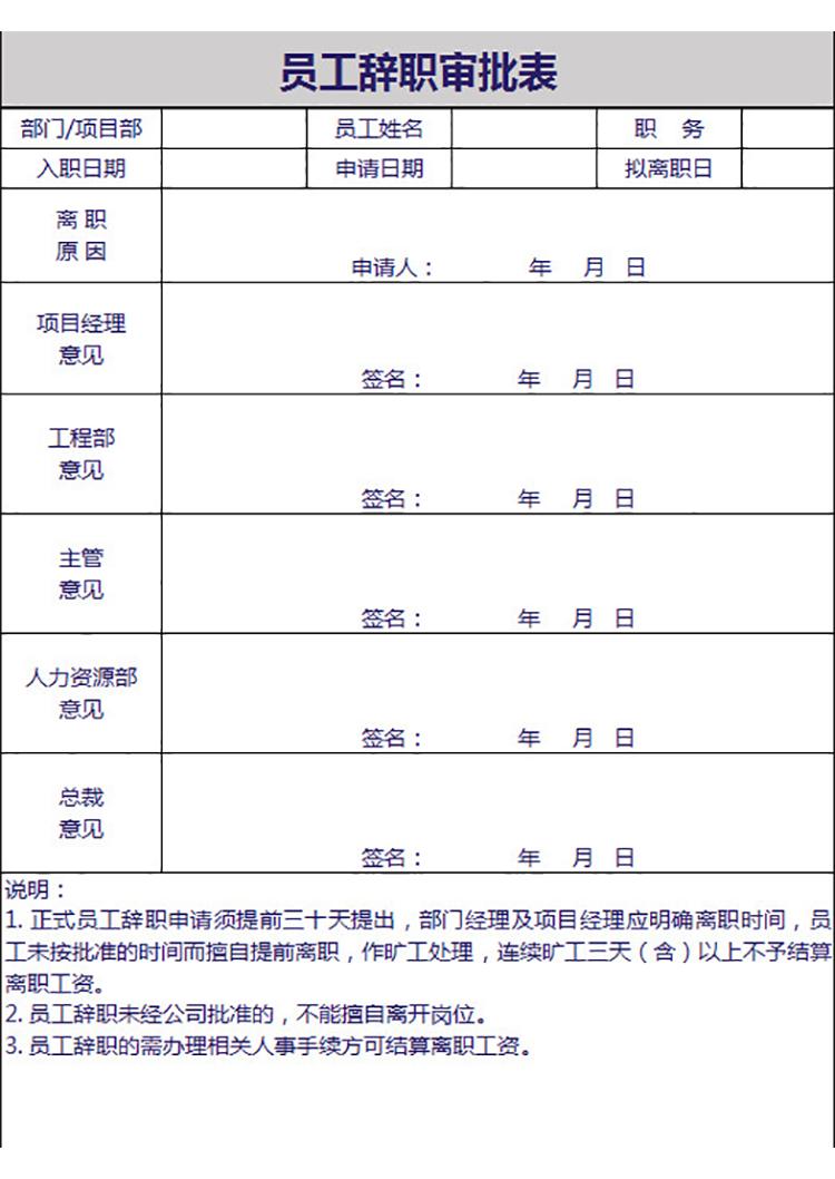 公司員工辭職審批表-1