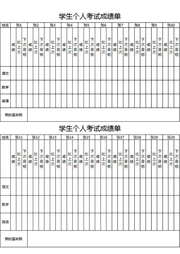 學生個人考試成績單-1