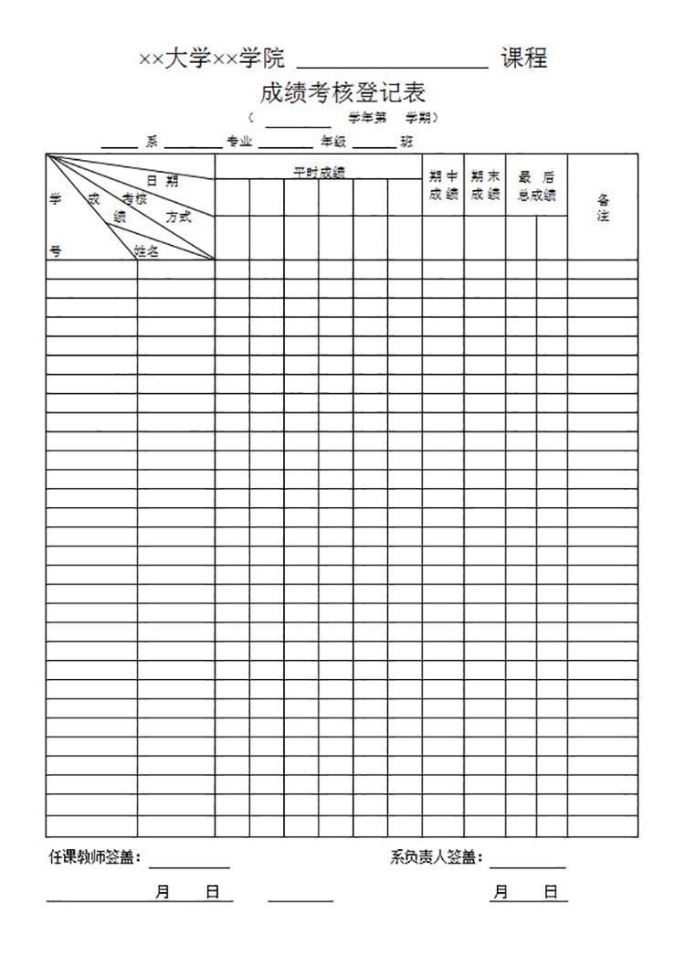 課程成績(jī)考核登記表-1