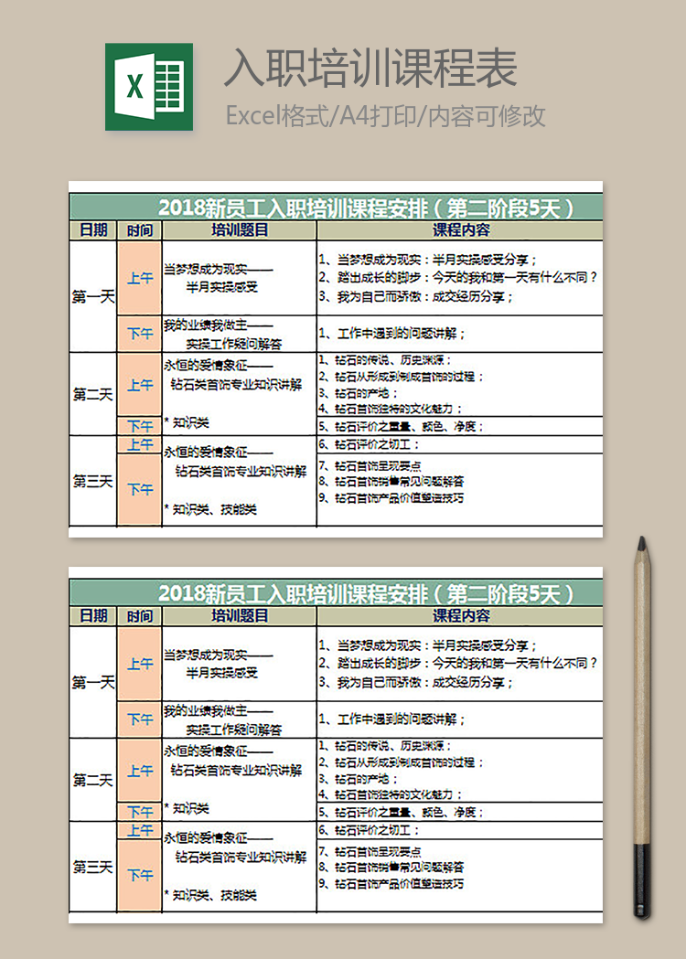 2019新員工入職培訓(xùn)課程表