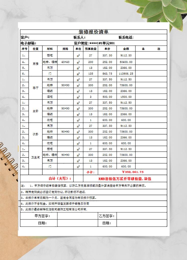 裝修報價清單