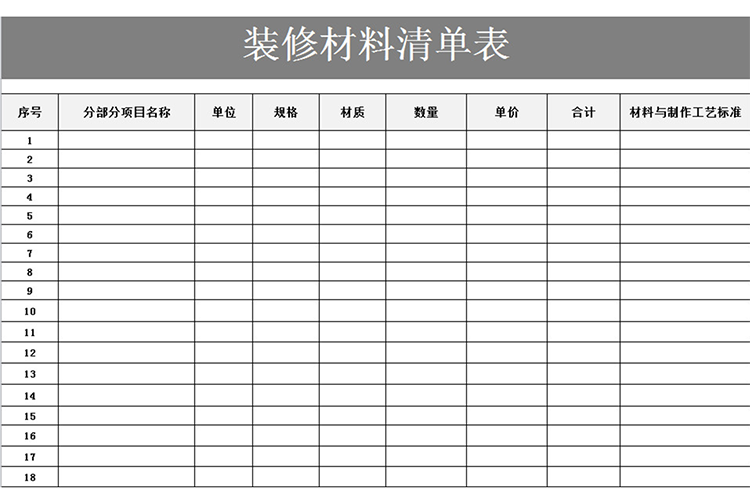 裝修材料清單表-1