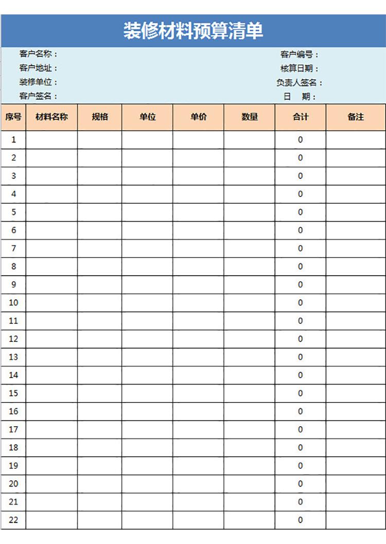裝修材料預算清單-1