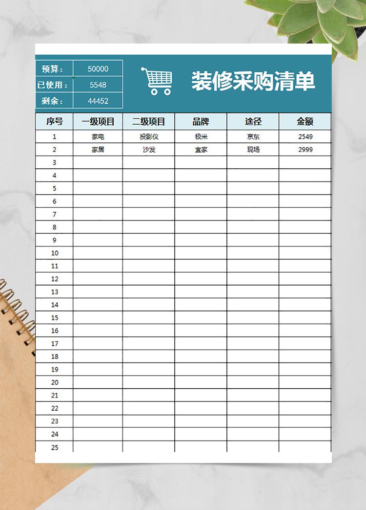 裝修采購清單
