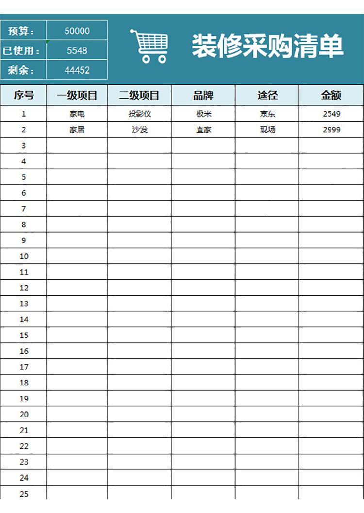 裝修采購清單-1