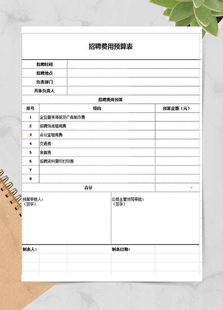 招聘費用預算表