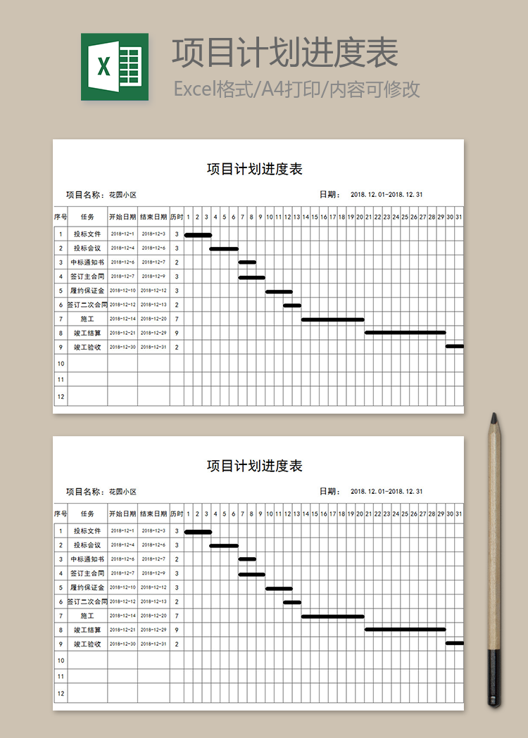 項目計劃進度表