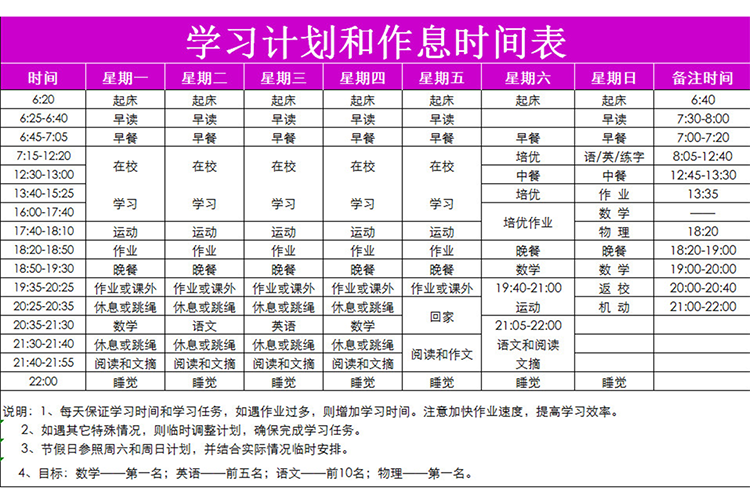 學習計劃和作息時間表-1