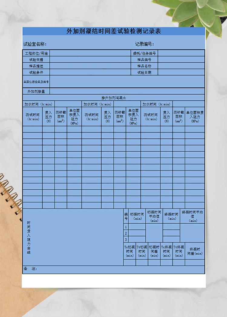 凝結(jié)時間差試驗檢測表