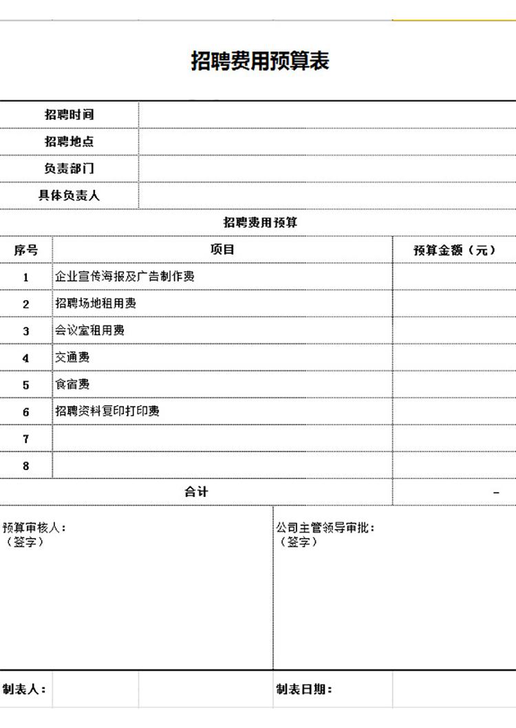 招聘費用預算表-1