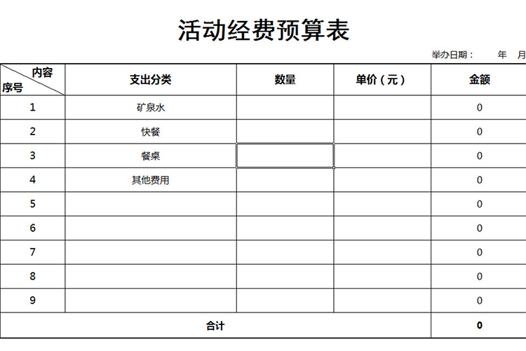活動經(jīng)費預算表-1