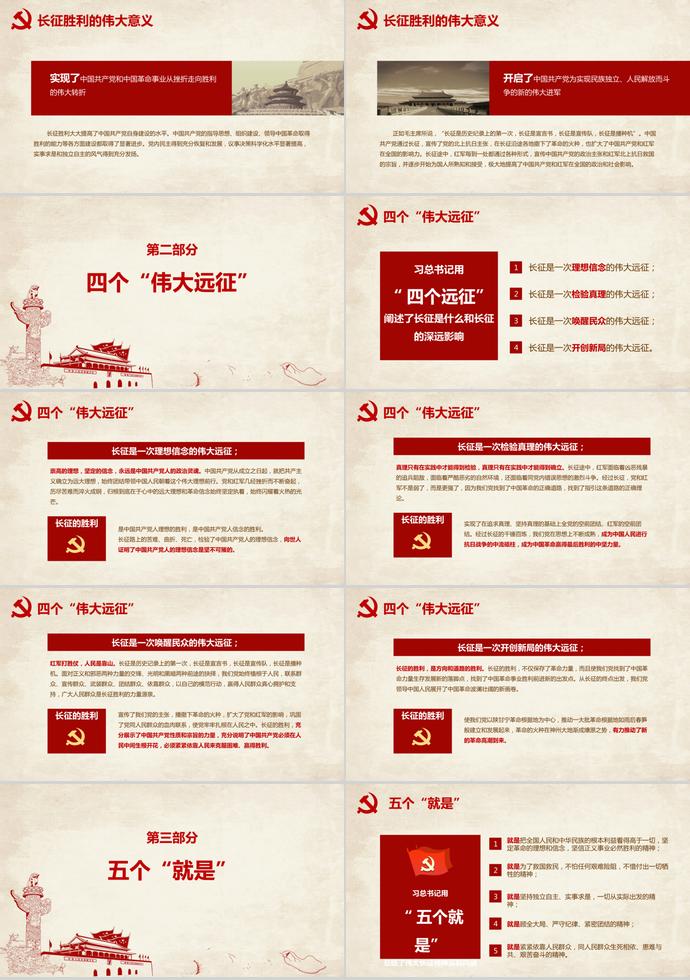 古黃色質(zhì)樸風(fēng)長(zhǎng)征精神學(xué)習(xí)ppt模板-1