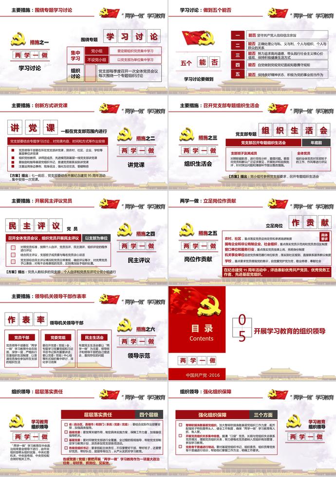 紅色莊嚴風黨政學習ppt模板-2