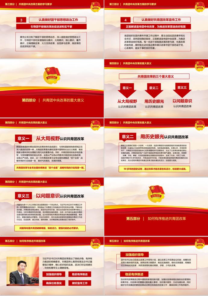 大紅色莊嚴共青團中央改革方案ppt模板-3