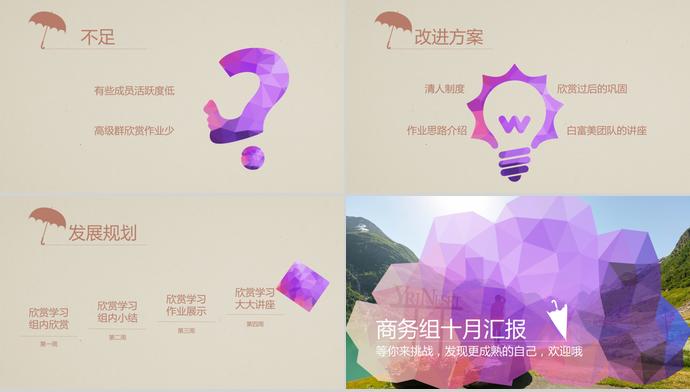 鉆石紫大氣風工作總結ppt模板-1