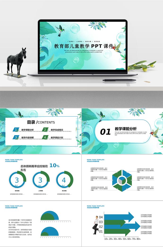 清新風(fēng)教育兒童教學(xué)課件PPT模板