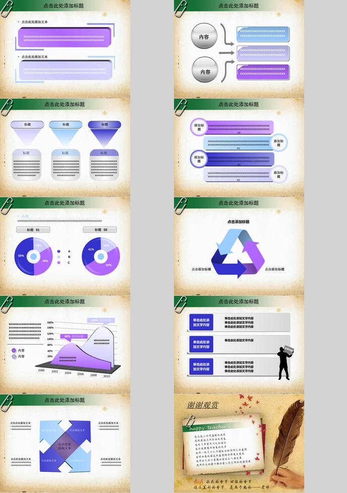 復古黃恬靜風教師節主題ppt模板-2