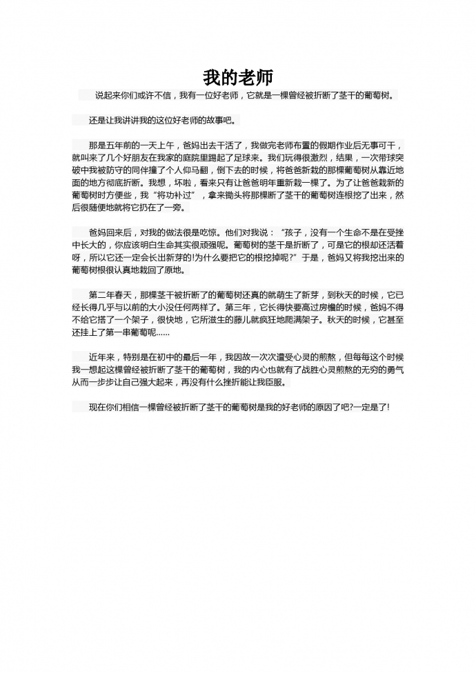 15年中考作文：我的老師
