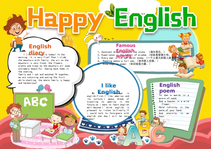 黃色主題暖色調英語手抄報