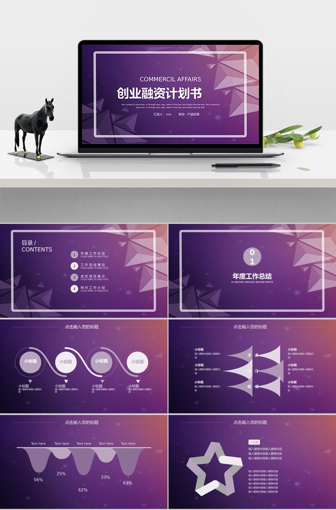 紫色簡約創(chuàng)業(yè)融資PPT模板