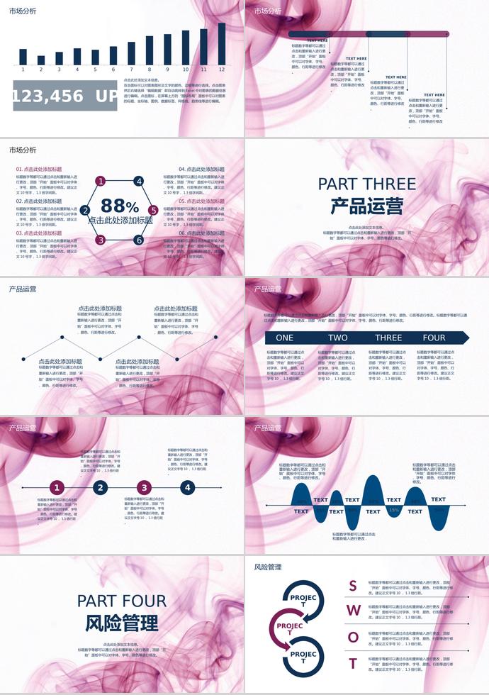 玫紅色創意線條商業項目計劃書-1