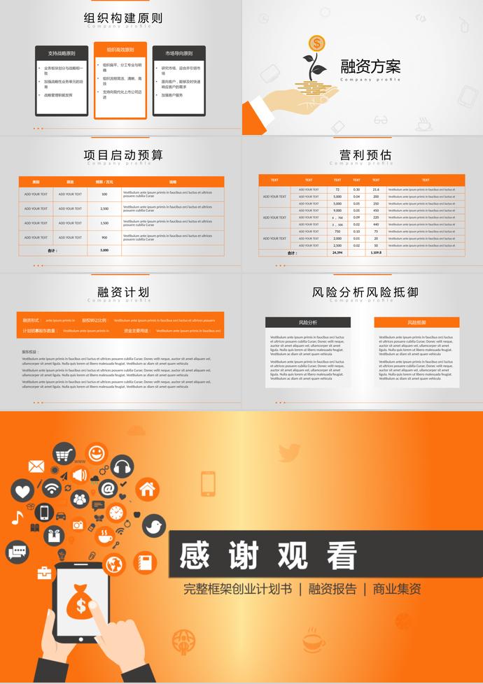 黃橙色簡約完整框架創業計劃書-2