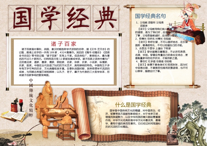 國學經典諸子百家名句手抄報
