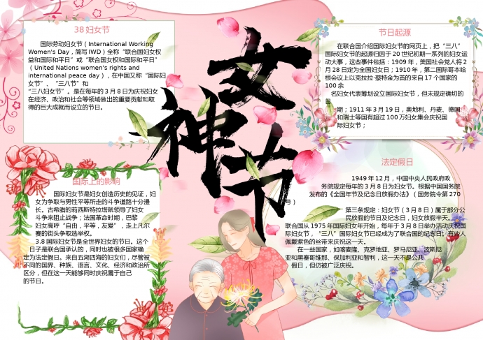 溫馨精美女神節創意手抄報