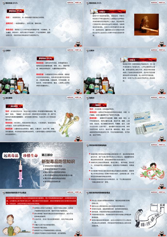 彩色系炫酷風格遠離毒品禁毒主題ppt模板-3