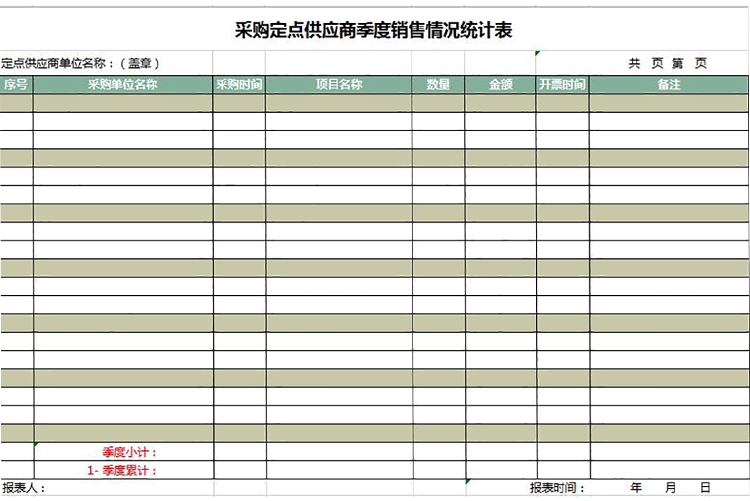 采購季度銷售統計表-1