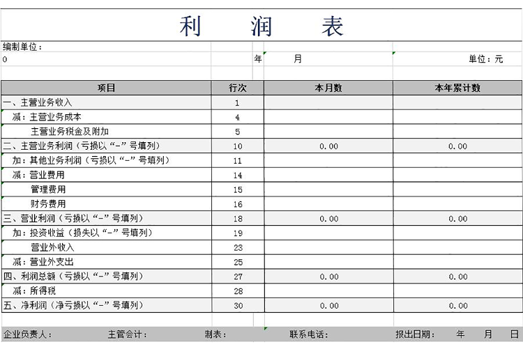 灰白風格企業利潤表Excel模板-1