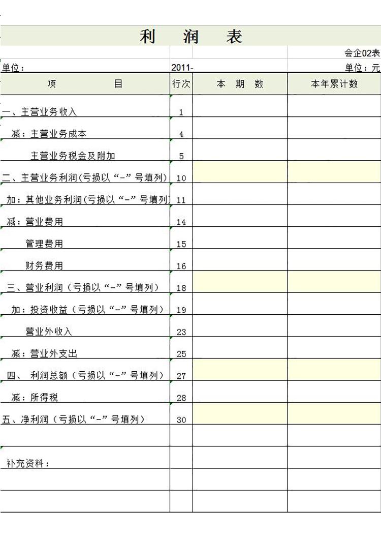 淺綠色一般企業利潤表-1