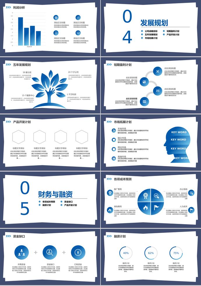 藍色簡約項目策劃計劃書PPT模板-2
