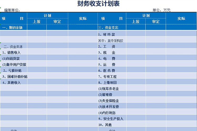 藍(lán)色財(cái)務(wù)收支計(jì)劃表-1