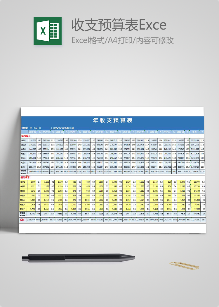 年收支預算表Excel模板