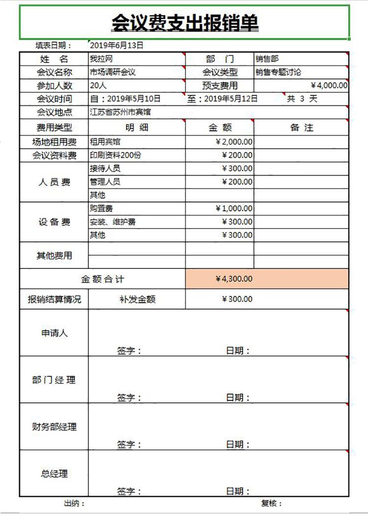 常用版會議費支出報銷單-1