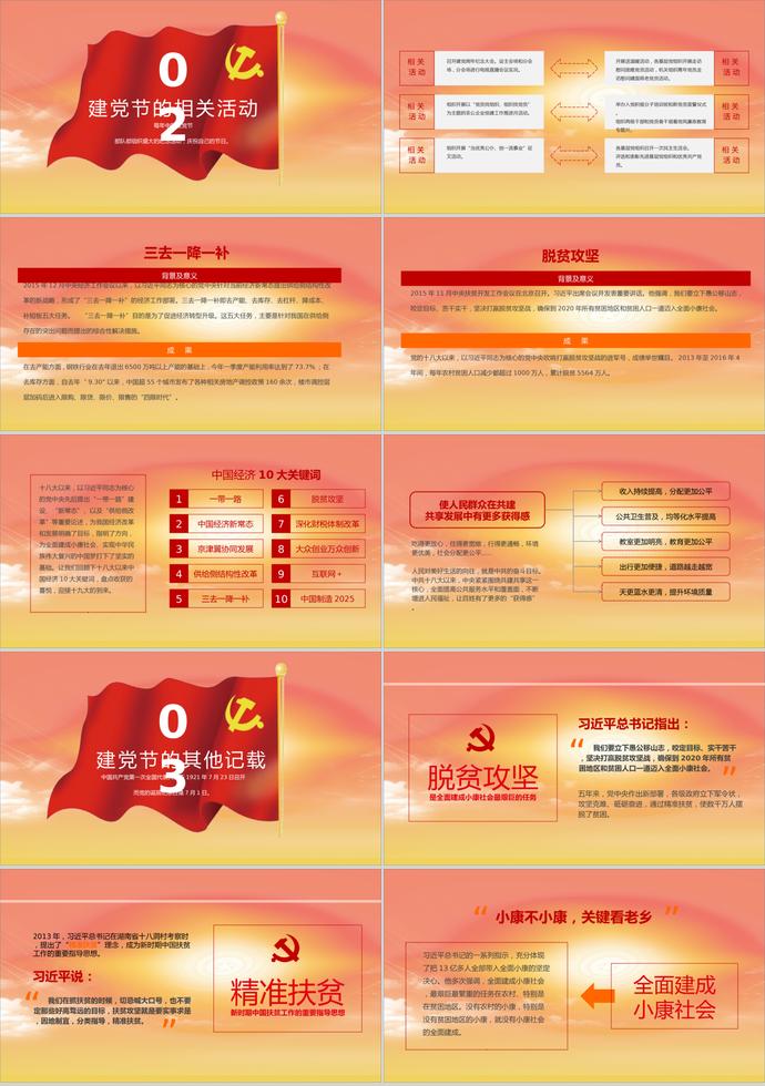 漸變精美風格七一建黨節介紹PPT模板-1