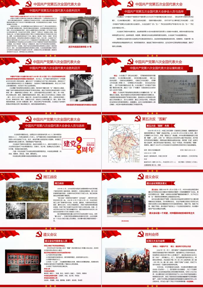 金紅大氣風永遠跟黨走建黨98周年主題活動PPT模板-3
