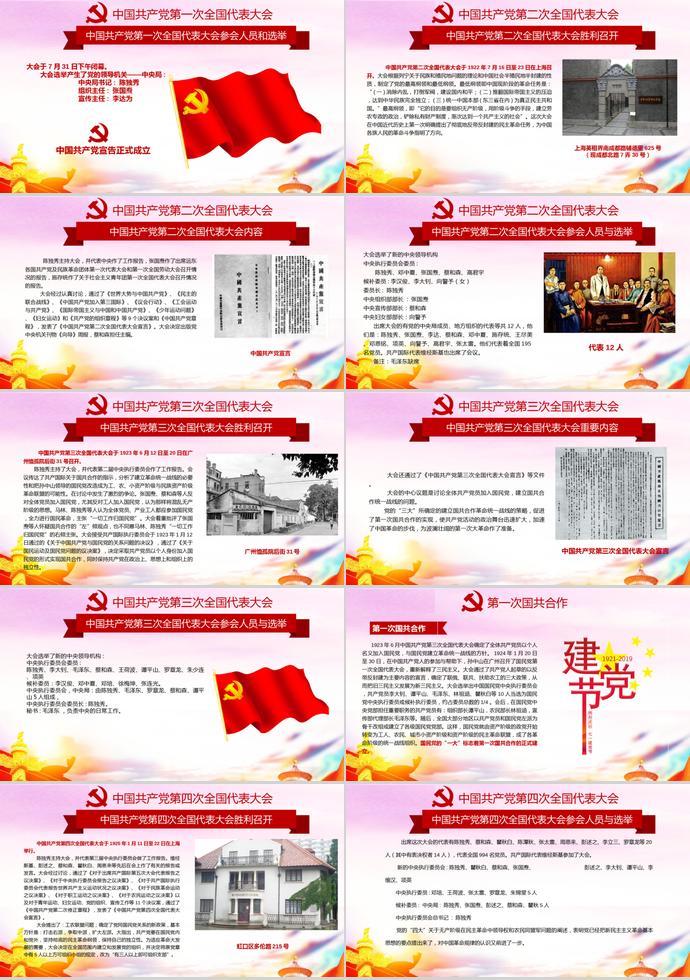 金紅炫彩風(fēng)熱烈慶祝建黨節(jié)98周年P(guān)PT模板-2