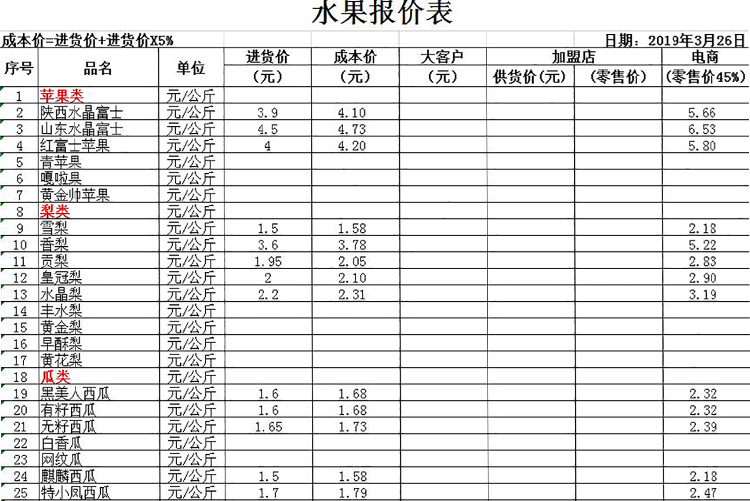水果報價單模板-1