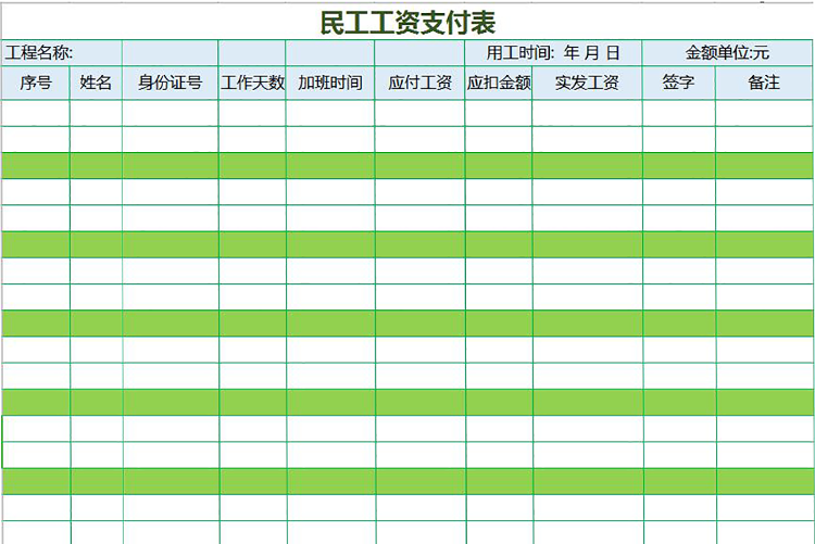 農民工工資表模板-1