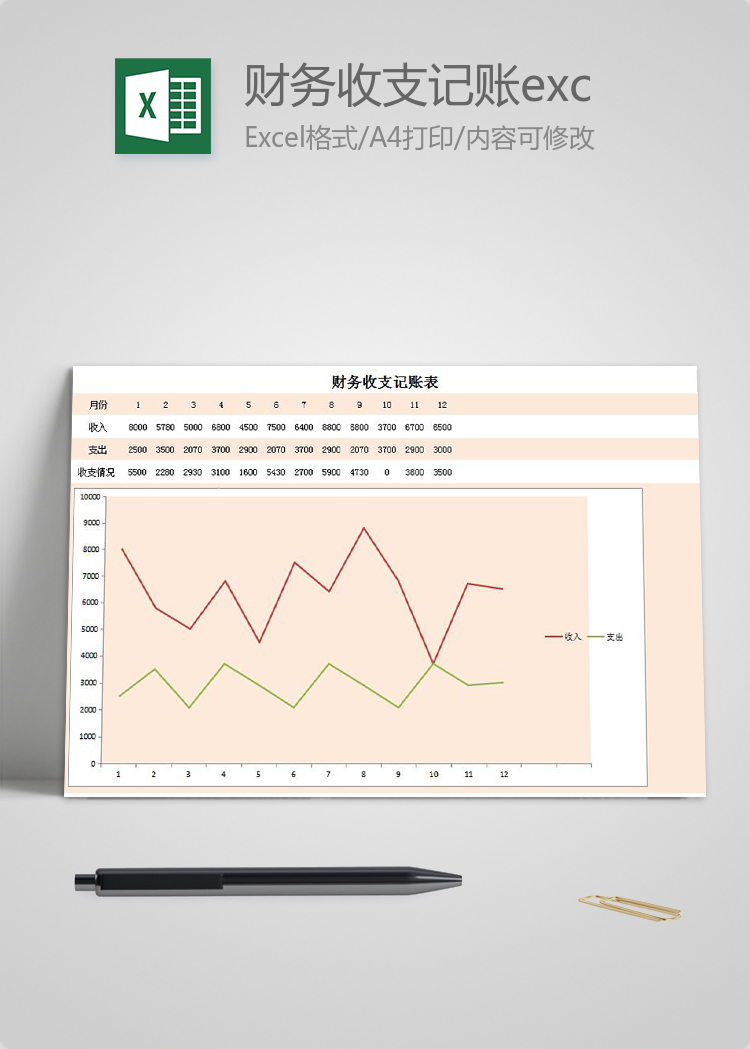 財務收支記賬excel表格