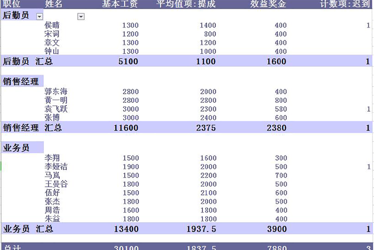 企業(yè)員工工資透視表模板-1