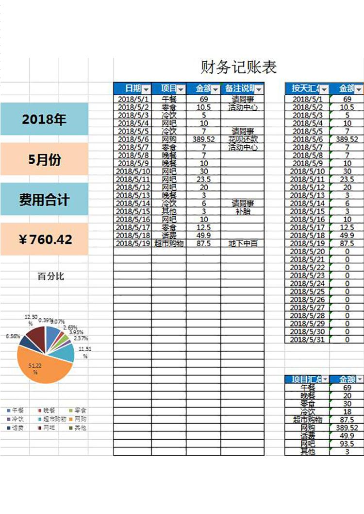 淺色系簡約風財務記賬表-1