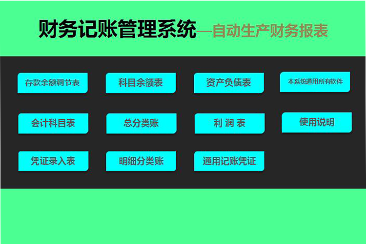 熒光綠精美風(fēng)財務(wù)記賬管理系統(tǒng)excel模板-1