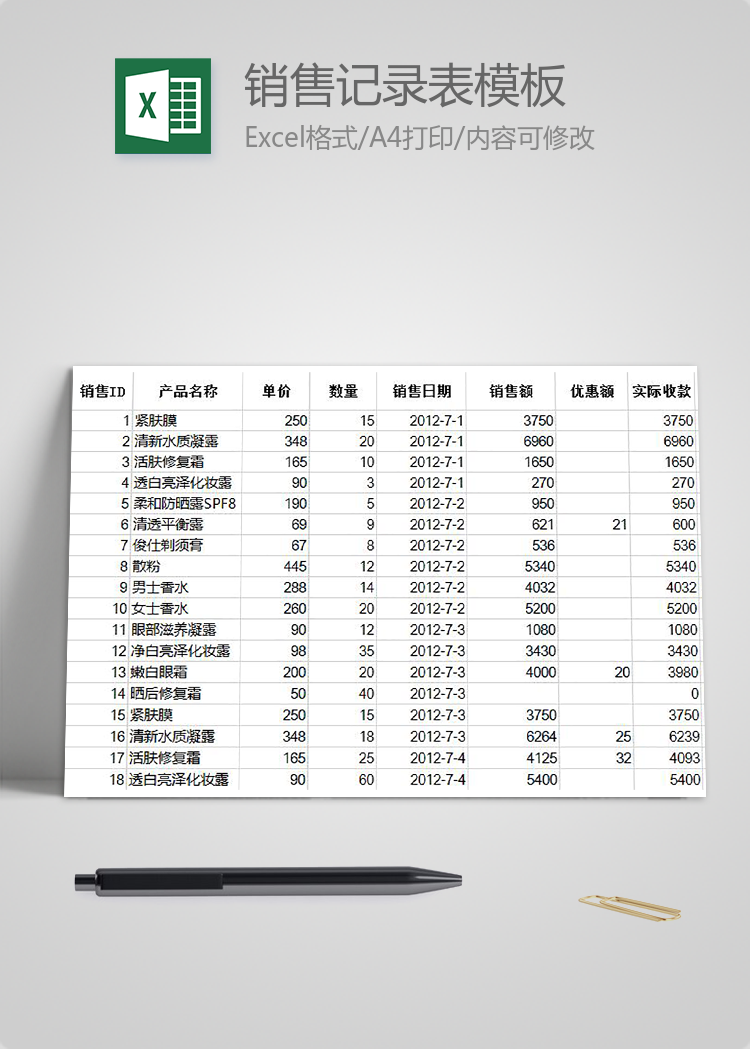 對(duì)銷售記錄進(jìn)行高級(jí)篩選表模板