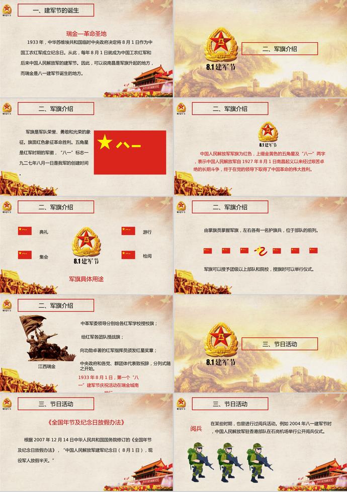紅色大氣八一建軍節PPT模板-1
