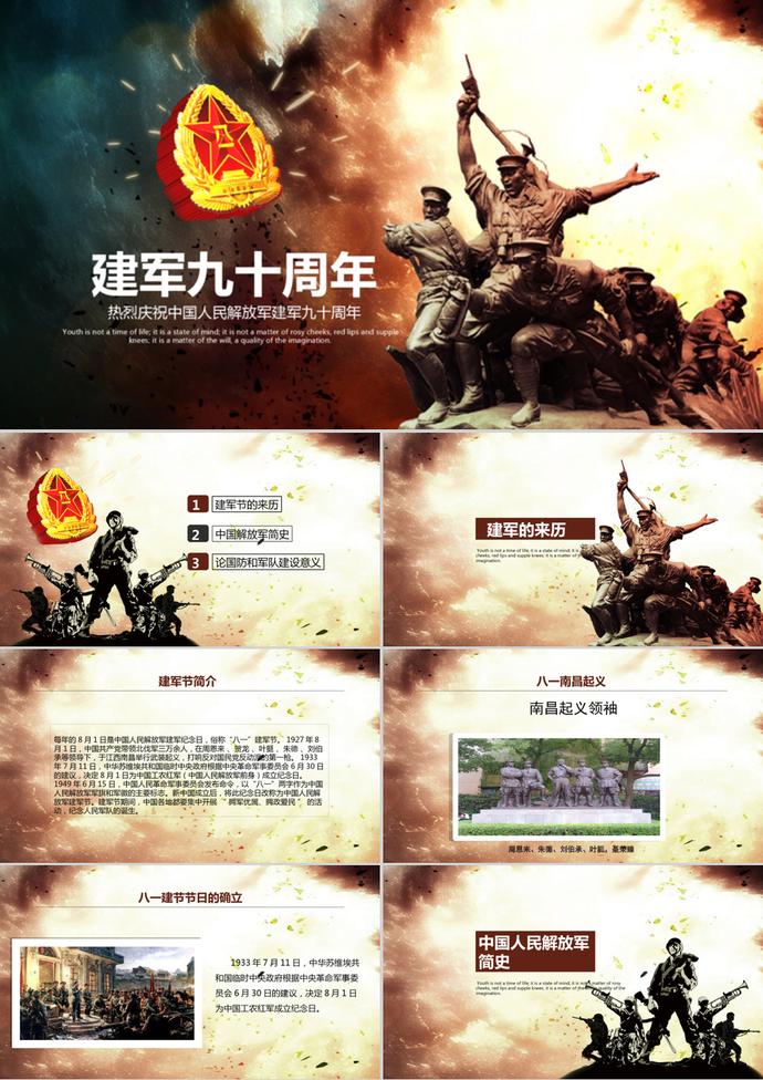 簡(jiǎn)約風(fēng)八一建軍節(jié)黨建PPT模板