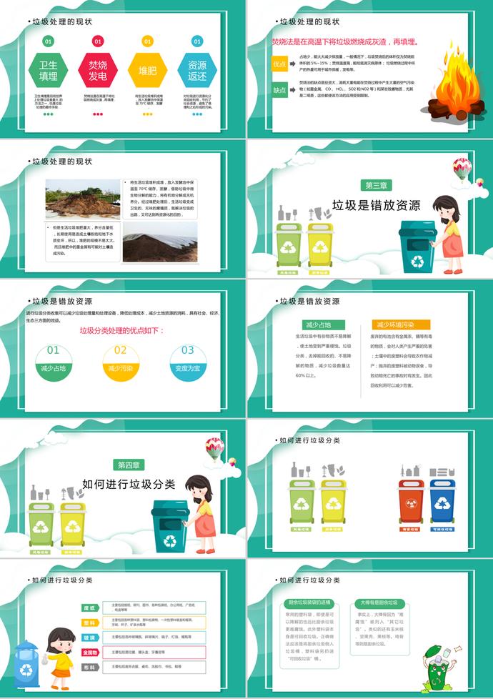 簡潔清爽風格垃圾分類宣傳課件PPT模板-1