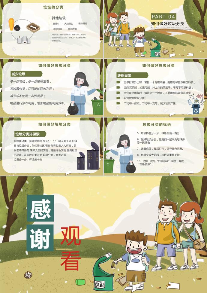 墨綠黃卡通風(fēng)格垃圾分類愛護(hù)環(huán)境介紹PPT模板-2